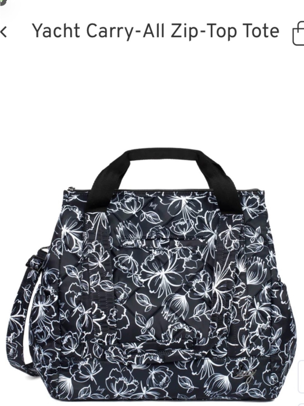 Lug “Baby Yacht” Carryall Tote/Travel Bag. Outline Floral Black. NWT
